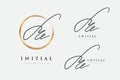 Me logo. Initials letter me in gold circle. Initial signature. Design fashion handwriting monogram. Handwritten identity name. Abs