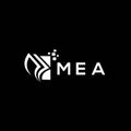 MEA credit repair accounting logo design on BLACK background. MEA creative initials Growth graph letter logo concept. MEA business