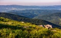 Meadow with boulders in Carpathian mountains in summer Royalty Free Stock Photo