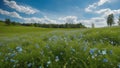 meadow with flowers A beautiful summer or spring meadow with blue flowers of forget me nots
