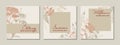 Meadow flowers social media square post template. Hand drawn field wildflowers border. Vector illustration in sketch style. Royalty Free Stock Photo