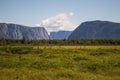 Meadow in Front of Western Brook Pond in Gros Morne National Park in Newfoundland Royalty Free Stock Photo