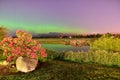 Meadow Gardens Golf Field and Golden Ears Mount With Aurora Royalty Free Stock Photo