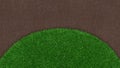 Meadow green grass surface and soil ground surface. Turf and terrain blank top view background. Advertising template or Banner for