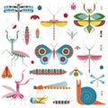 Meadow Insects and Geometric Bugs Icon Set