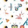 Meadow Insects Geometric Pattern