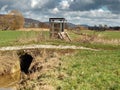 Meadow irrigation weir near Forchheim Franconia, Germany