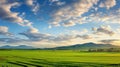 meadow land cloud panorama landscape Royalty Free Stock Photo