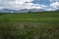 Meadow and Mala Fatra mountain range on the background in Slovakia during springtime Royalty Free Stock Photo