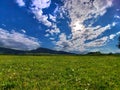 Meadow with Novohrad mountines on background