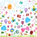 Meadow scribbles - child drawings background