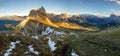 Meadow on Seceda plateau in Val Gardena, Italy, Europe Royalty Free Stock Photo