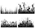 Meadow silhouettes set Royalty Free Stock Photo