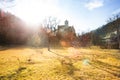 Meadow with sunlight near Bran Castle, Romania Royalty Free Stock Photo