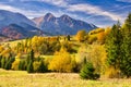 Meadows over Zdiar village under Belianske Tatras mountains during autumn Royalty Free Stock Photo