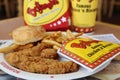 Meal at a BojanglesÃ¢â¬â¢ restaurant. Royalty Free Stock Photo