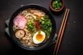 meal bowl ramen food asian noodle chopstick soup vegetable japanese. Generative AI. Royalty Free Stock Photo