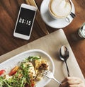 Meal Bright Coffee Dining Smart Phone Lunch Concept