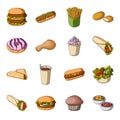 Meal,celebration, cafe, and other web icon in cartoon style.Hamburger, bun, cutlet, icons in set collection. Royalty Free Stock Photo