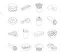 Meal,celebration, cafe, and other web icon in outline style.Hamburger, bun, cutlet, icons in set collection. Royalty Free Stock Photo