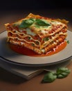 A meal with classical italian lasagna. Generative AI