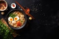 noodle food ramen meal soup chopstick asian japanese vegetable bowl. Generative AI. Royalty Free Stock Photo