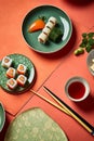 Meal delicacy sushi set seafood japanese food plate traditional japan roll Royalty Free Stock Photo