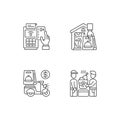 Meal delivery orders linear icons set