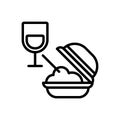 Black line icon for Meal, food and glass Royalty Free Stock Photo