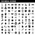100 meal icons set, simple style