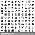 100 meal icons set, simple style Royalty Free Stock Photo