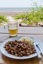 Meal and juice at a beach on Ometepe island, Nicarag