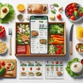 Meal kit delivery service interface with meal selection, ingred