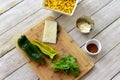 Fresh chopped and prepared ingredients for making homemade street corn salad for gourmet tasty meals Royalty Free Stock Photo