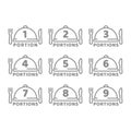 Meal portion size with dish cover vector icon set Royalty Free Stock Photo