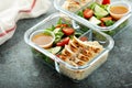 Meal prep containers with grilled chicken Royalty Free Stock Photo