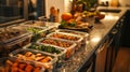 Meal Prep Containers with Various Food Items on a Kitchen Counter Royalty Free Stock Photo