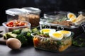 meal prep on the go, with ingredients and containers ready for quick and easy meals