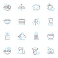 Meal prep linear icons set. Plan, Prep, Healthy, Quick, Convenient, Affordable, Time-saving line vector and concept