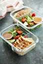 Meal prep containers with grilled chicken Royalty Free Stock Photo