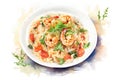 Meal seafood dish cuisine shrimp lunch food background gourmet plate rice Royalty Free Stock Photo