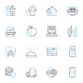 Meal selection linear icons set. Cuisine, Diet, Menu, Options, Selection, Taste, Flavor line vector and concept signs