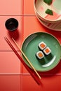 Meal set seafood japanese sushi japan lunch traditional roll plate food avocado soy Royalty Free Stock Photo