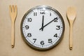 Meal time with alarm clock Royalty Free Stock Photo