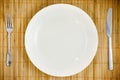 Meal tray settings on a bamboo mat Royalty Free Stock Photo