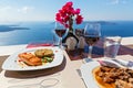 Meal for two in Santorini