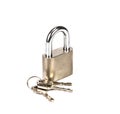 Mealic padlock with the key on white background Royalty Free Stock Photo