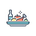 Color illustration icon for Meals, grub and healthy