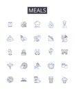 Meals line icons collection. Identity, Culture, Equity, Belonging, Tolerance, Respect, Empathy vector and linear
