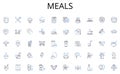 Meals line icons collection. Build, Create, Engineer, Design, Fabricate, Develop, Assemble vector and linear